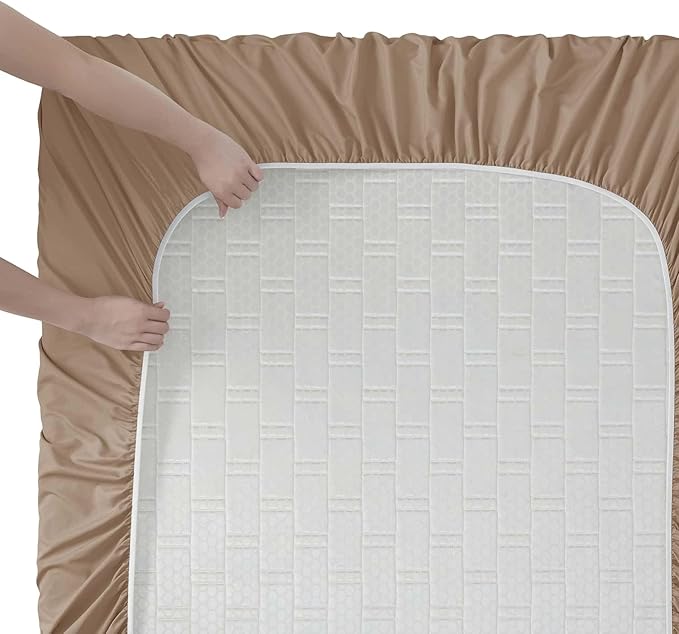 Clara Clark Full Sheets, 6 Piece Set - Hotel Luxury Bed Sheets, Super Soft Bedding Set, Full Size, Taupe Sand