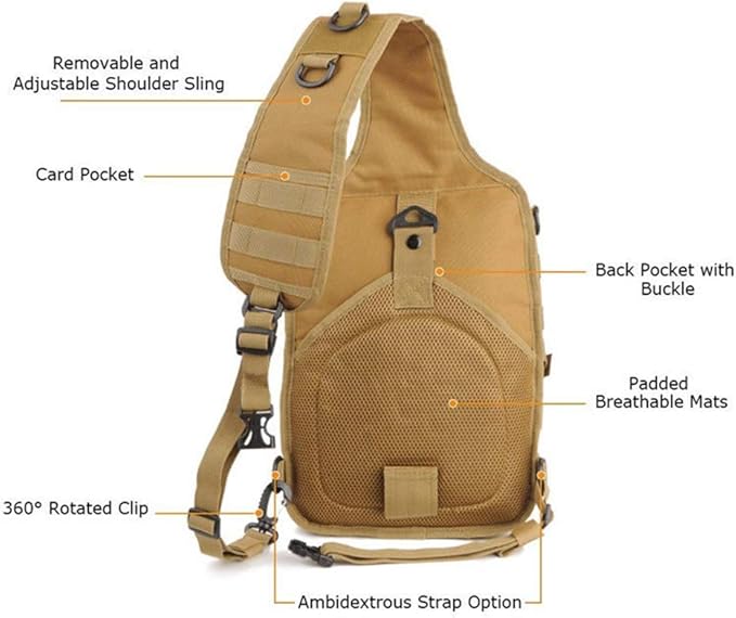HAOMUK Tactical Sling Bag Pack Military Rover Shoulder Sling Backpack EDC Molle Assault Range Bag