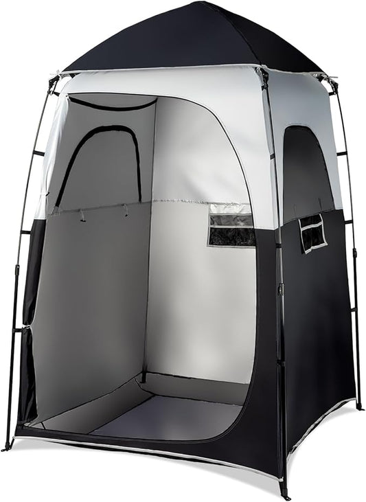VINGLI 6.8FT Shower Tent, Large Instant Pop Up Shelter with Mesh Floor & Carrying Bag, Privacy Changing Room Tent for Toilet, Camping, Dressing, Lightweight & Sturdy, Easy Set Up