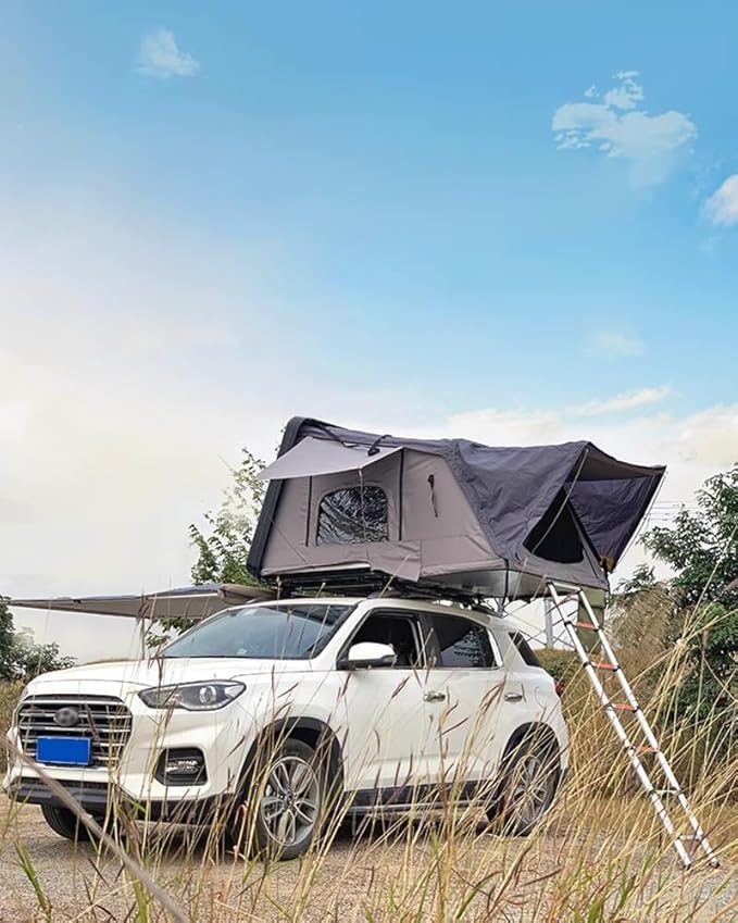 Auto Quick Pop Up Car Tent, SUV Roof Top Tents for Adults, Roomy Truck Van Trailer Tent, Camping Car Tent for 3-4 People, Family Hard Shell Out Door Rooftop Tent, Fast Opening