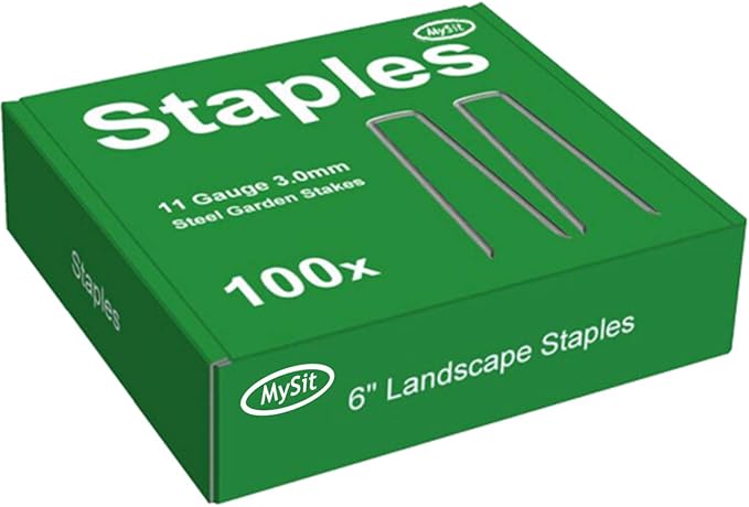 Mysit 100x 6-Inch Galvanized Ground Garden Grass Stakes Pins, Lawn Landscape Weed Fabric Staple Heavy-Duty 11 Gauge Anti-Rust Steel Sod Anchor Securing Pegs