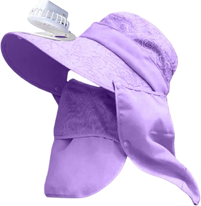 Solar Fan Cap, Wide Brim Sun Cap, USB and Solar Powered Adjustable Breathable Fan Hat for Women Men Outdoor
