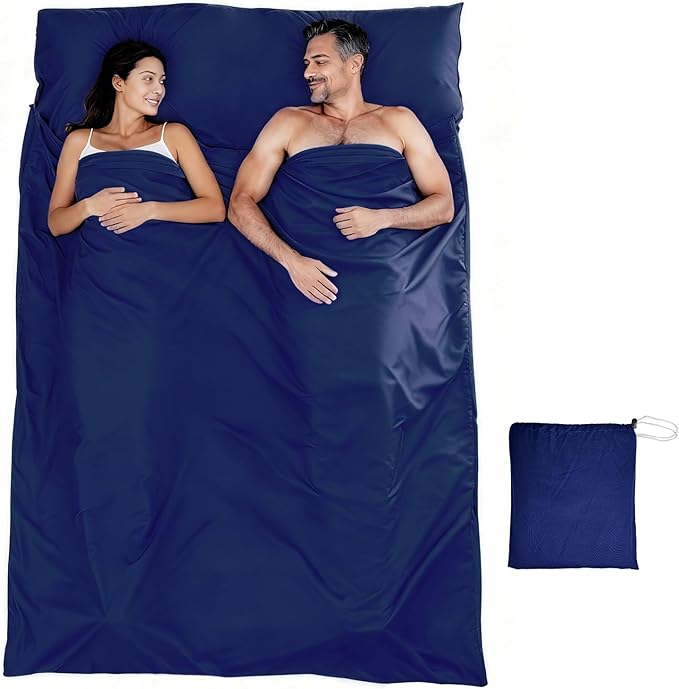 Lightweight Sleeping Bag Liner Single & Double Camping Travel Sleep Sack for Backpacking Hotels & Hostels