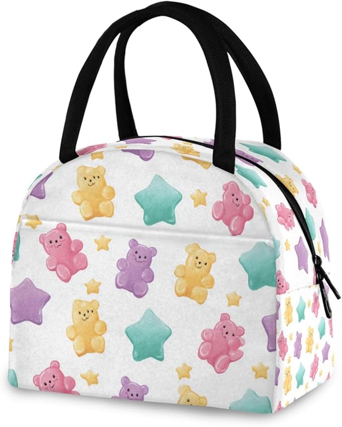 Kcldeci Kids Lunch Bag Insulated Lunch Box for Boys Girls Gummy Bear Star1 Reusable Toddler Leak-proof Lunchbox for School and Daycare