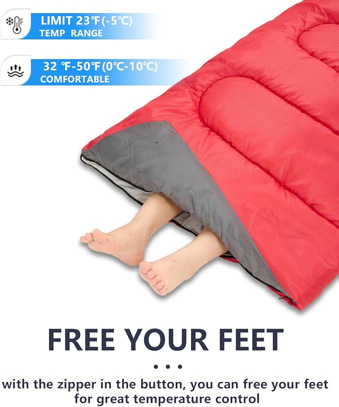 Sleeping Bags for Adults Cold Weather - 20 Degree Big&Tall Size Backpacking Lightweight Waterproof for Girls Boys Mens Teen Women for Camping Hiking Outdoor Travel Hunting with Compression Bags