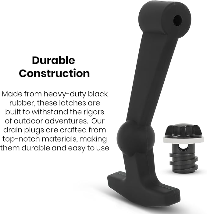 Upgraded Cooler Latches & Drain Plug Kit - Durable Rubber, Compatible with Yeti Roadie, Tundra, Tank, and RTIC