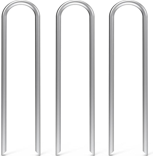 MySit 24 Pack 6 Inch Garden Stakes Heavy Duty 11 Gauge Galvanized Yard Staples U Pegs Fences Drip Irrigation Securing Stakes Loop Stake for Anchoring Lawn Drippers Soaker Hose