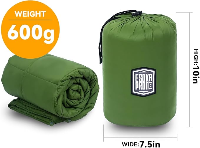 Outdoor Camping Blanket,Lightweight Waterproof Puffy Camping Blanket,Portable Camping Quilt for Travel, Picnic, Hiking,Camping - 77.9" x 55" Military Green