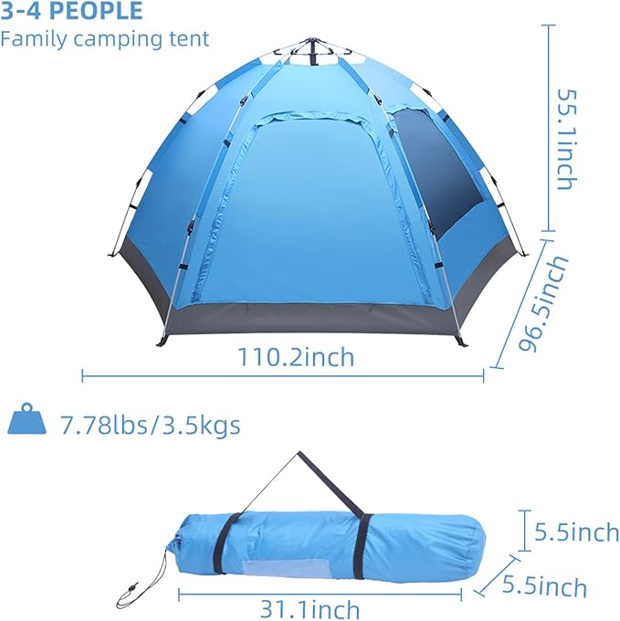 Large Camping Instant Tents,Automatic Waterproof Family Camping Tent,Easy Setup Camping Tents,Lightweight Backpacking Tent,for Outdoor Beach Hunting Hiking Travel
