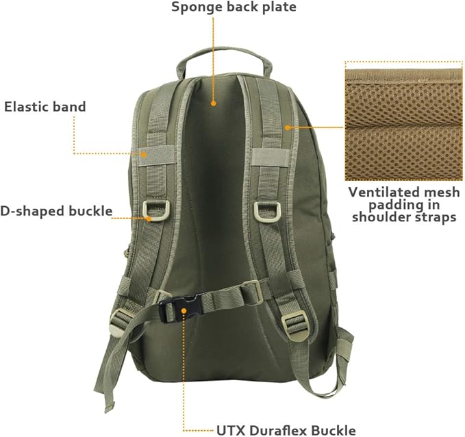 EXCELLENT ELITE SPANKER Military Tactical Backpack 18L Molle Backpacks Army Assault Survival Rucksack Pack (RGN)