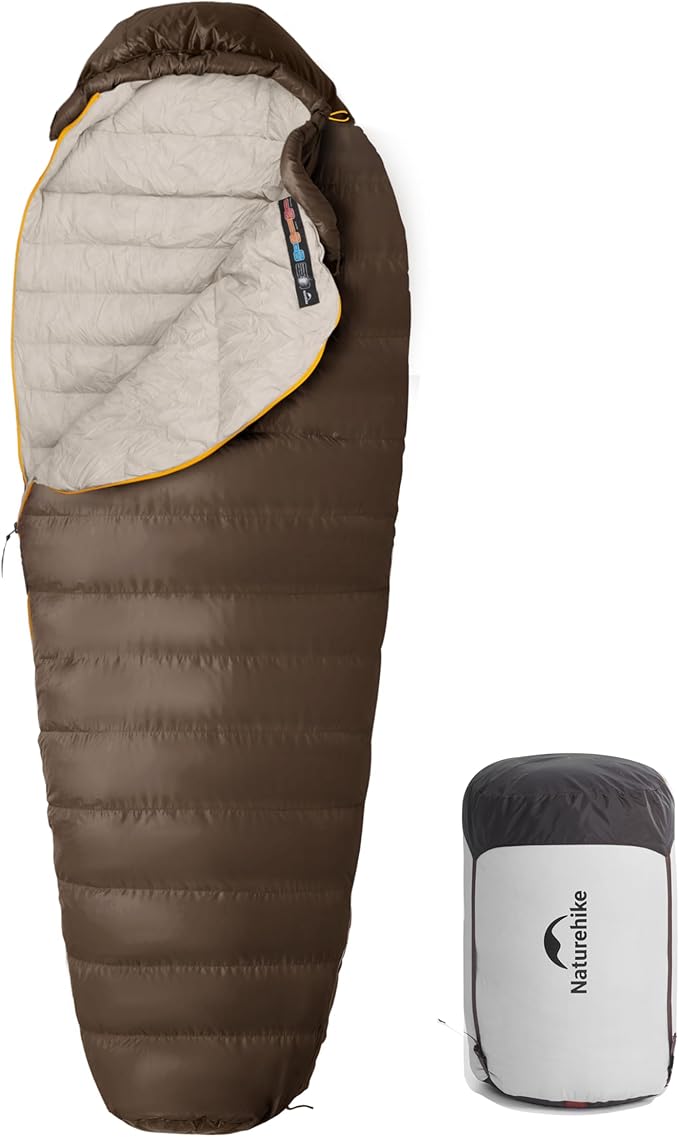 Naturehike 0 Degree RDS Down Mummy Sleeping Bag for Adults, 650 Fill Power, Cold Weather Backpacking Sleeping Bag for Camping, Hiking, -1℉ 18℉ 30℉, YKK Zipper