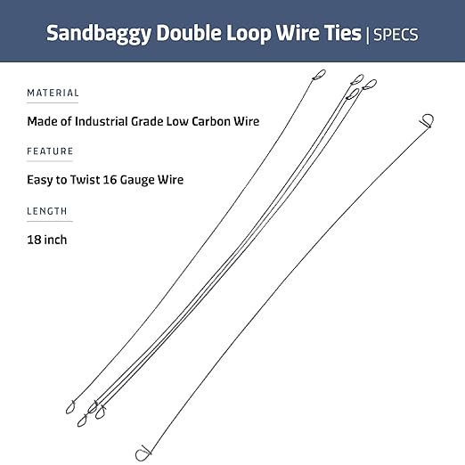 Sandbaggy Double Loop Rebar Wire Bar Ties | 16 Gauge | Made of Industrial Grade Wire | Great for Securing Rebar, Sandbags & More | Extra Long Length (18 Inch Length, Pack of 500)