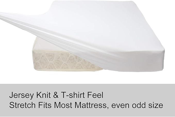 Soft Stretch Queen Size Fitted Sheet Only - Jersey Knit, Cozy T-Shirt Like & 4-Way Stretchy Snug Fit & Stay in Place, No More Slipping Off for Mattress (Deep: 5"-16") - White, Queen
