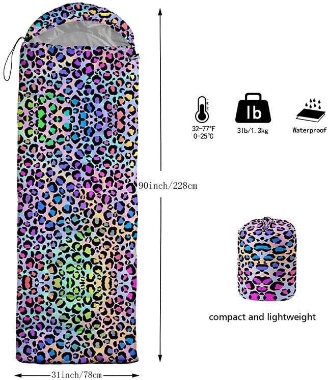 Sleeping Bag for Kids Adults,Brown Giraffe Fur Pattern-Lightweight Warm Portable Outdoor Indoor-Waterproof Cold Weather Resistant Sleeping Bag for Camping Hiking