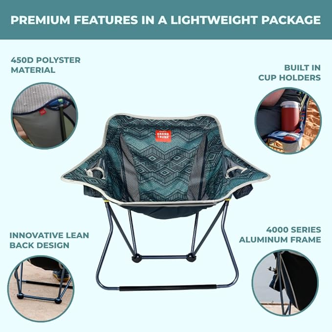 GRAND TRUNK Stonefly Chair | Ultralight & Packable Chair with Comfort Features (BluuNile)
