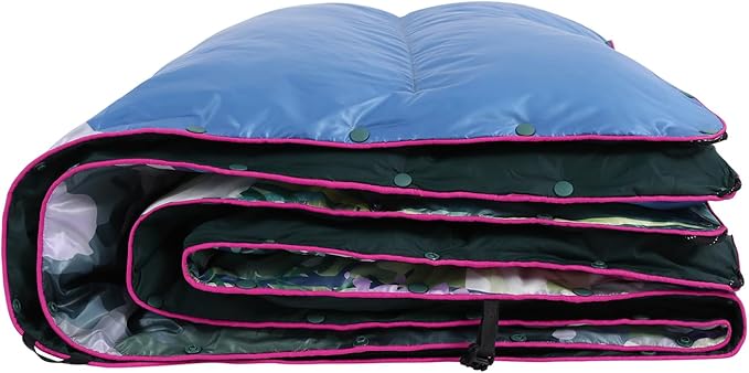 APSMILE Outdoor Down Blanket | Extra Warm & Puffy Camping Blanket | Water-resistant, Lightweight, Packable Sleeping Quilt for Camp, Travel, Hiking, Picnic, Backpack (Flower Valley HD Printed, 52"x75")