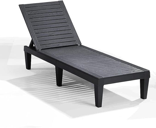 Nestl Patio Chairs - Black Chaise Lounge Chair Outdoor, 5-Position Adjustable Sun Tanning Chair, Waterproof Pool Lounge Chairs, Reclining Lawn Chair, Lightweight Outdoor Lounge Chairs