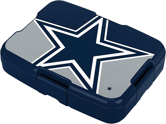 FOCO NFL Unisex-Adult Officially Licensed 2-Tone Big Logo Team Color Football Leak Proof 5 Compartment Bento Lunch Box - Dallas Cowboys