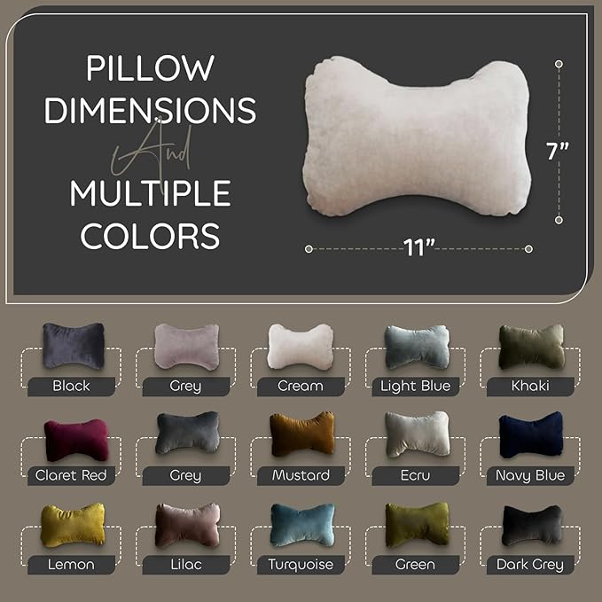 Wear Sierra Car Neck Pillow for Driving Comfort - Soft Microfiber Headrest Cushion with Elastic Strap for Pain Relief and Neck Support - Universal Travel Pillow for Car Seat or SUV