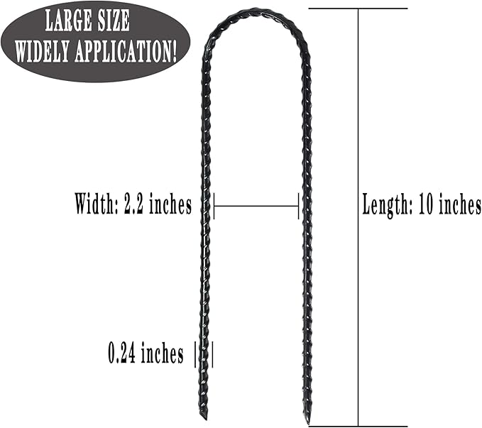 10 Inch Trampoline Wind Stakes Safety Coated Rebar Ground Anchors Stakes Extra Heavy Duty Metal Landscape Staples, Set of 12/24 (24)