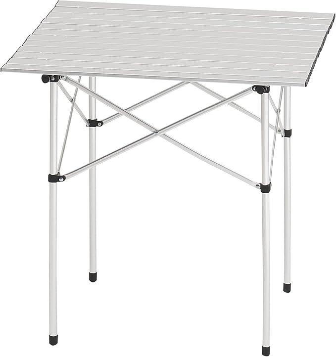 VEVOR Folding Camping Table, Portable Roll Up Side Tables, Lightweight Aluminum Table for Outdoor BBQ Tailgating Picnic, Travel (28 inch-Silver)