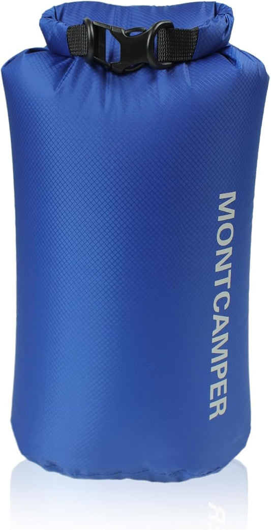 Waterproof Dry Bag 5L – 30D Nylon Roll Top Dry Sack with DWR & PU Coating, Lightweight Water-Resistant Storage for Kayaking, Camping, Hiking, Fishing & Beach (Blue)