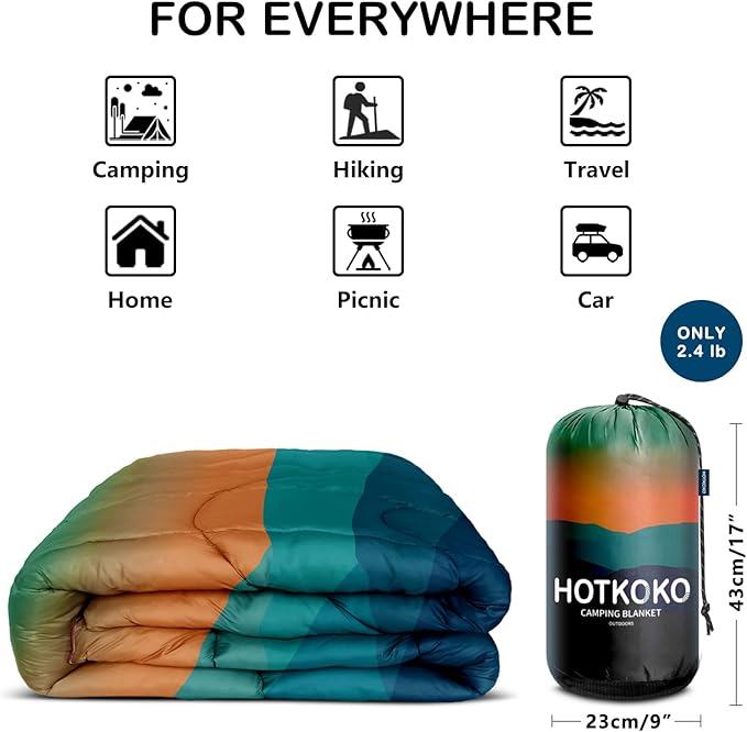 Camping Blanket,Lightweight Puffy Printed Camping Blanket Packable Outdoor Blanket for Camping,Traveling, Stadium, Hiking, Picnics
