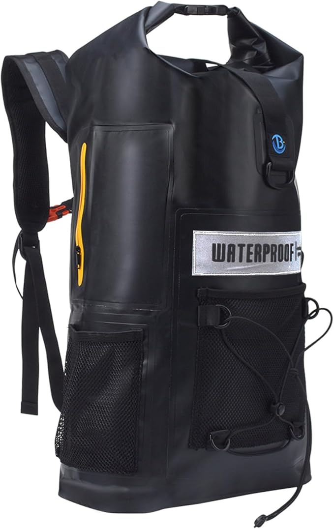 Blueshyhall 32L Waterproof Dry Backpack, Roll Top Sack Storage Bag for Travel Kayaking Rafting Boating Fishing Camping, Black
