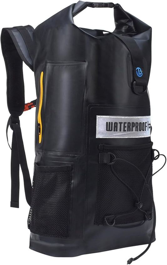 Blueshyhall 32L Waterproof Dry Backpack, Roll Top Sack Storage Bag for Travel Kayaking Rafting Boating Fishing Camping, Black