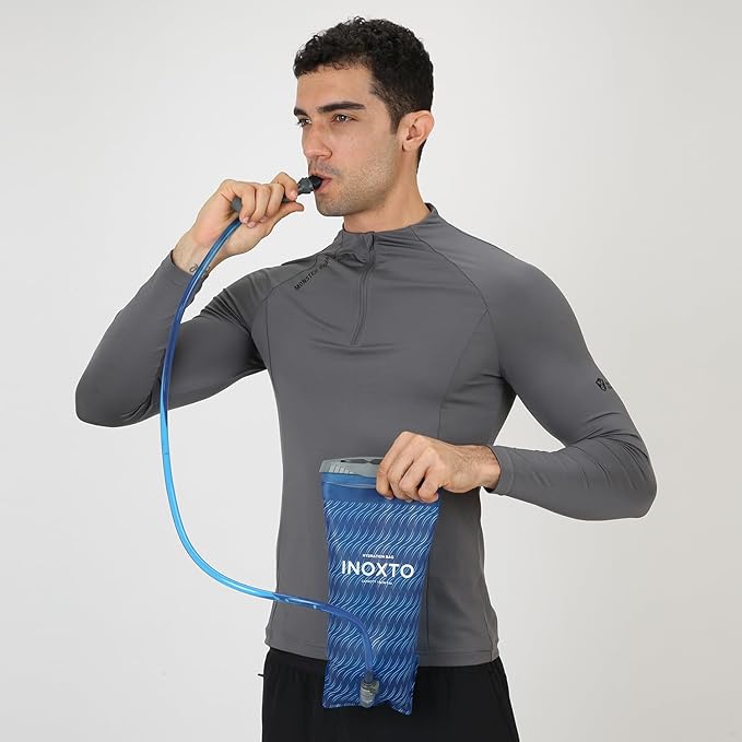 INOXTO 1.5L/2L/3L Hydration Bladder, Water Bladder with Water Reservoir Hose Insulator & High Flow Bite Valve for Hiking Backpack, Leak Proof 1.5/2L/3L Water Reservoir for Camping Cycling Running