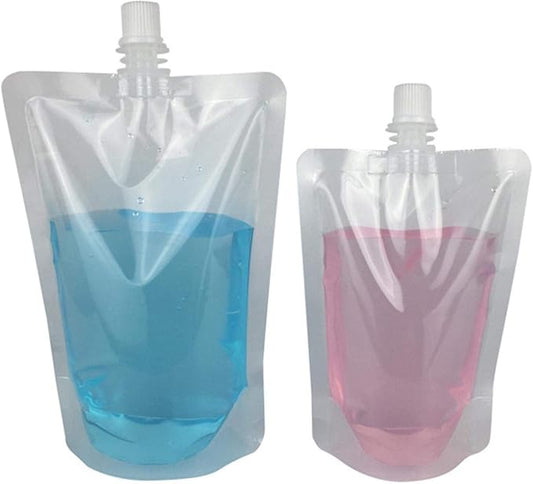 Just E Joy 100x Drink Pouches Disposable Plastic Drinking Flasks Packaging Bag w/Rotating Nozzle Hand-held Clear Smoothie Bags for Juice Milk Brewing Beer Storaging Liquid