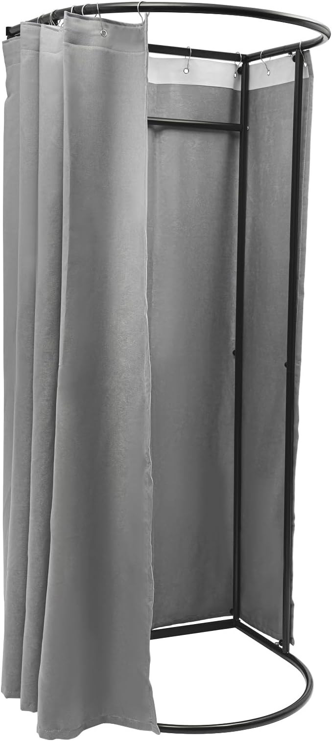 D-Shaped Portable Changing Tent - Grey Privacy Dressing Room for House, Office, Shopping Mall - Removable, Indoor/Outdoor, Boutique Fitting Room