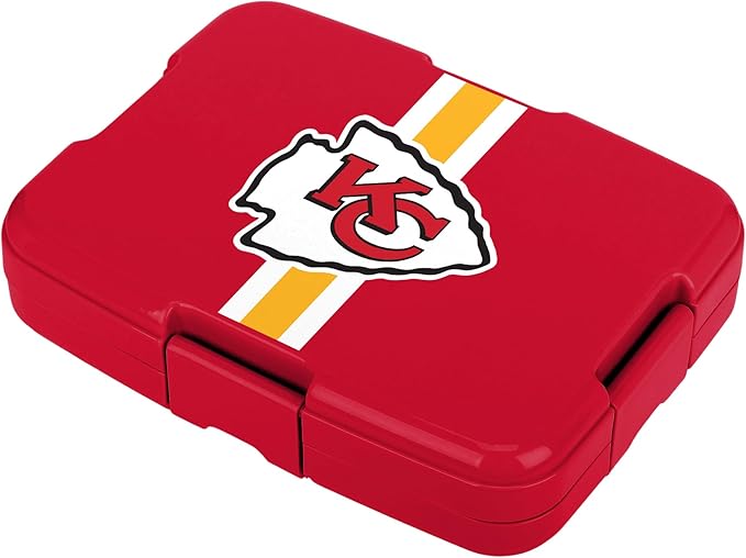 FOCO NFL Unisex-Adult Officially Licensed Team Color Stripe Primary Logo Football Leak Proof 5 Compartment Bento Lunch Box - Kansas City Chiefs