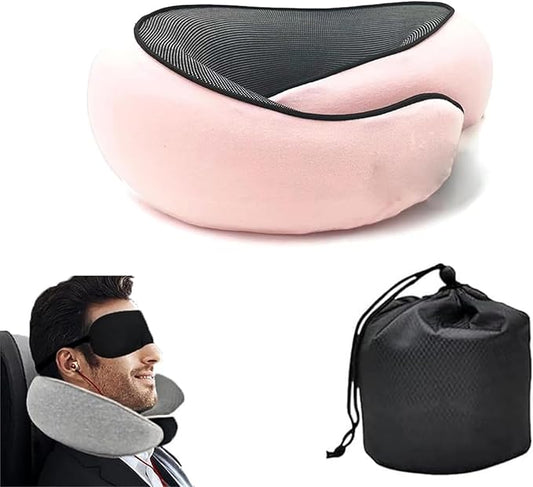 Travel Pillows for Airplanes, Travel Pillow, Airplane Memory Travel Neck Pillow Neck Foam Travel Pillow Neck Pillow for Traveling Suitable for Airplanes,Offices and Cars (Pink)