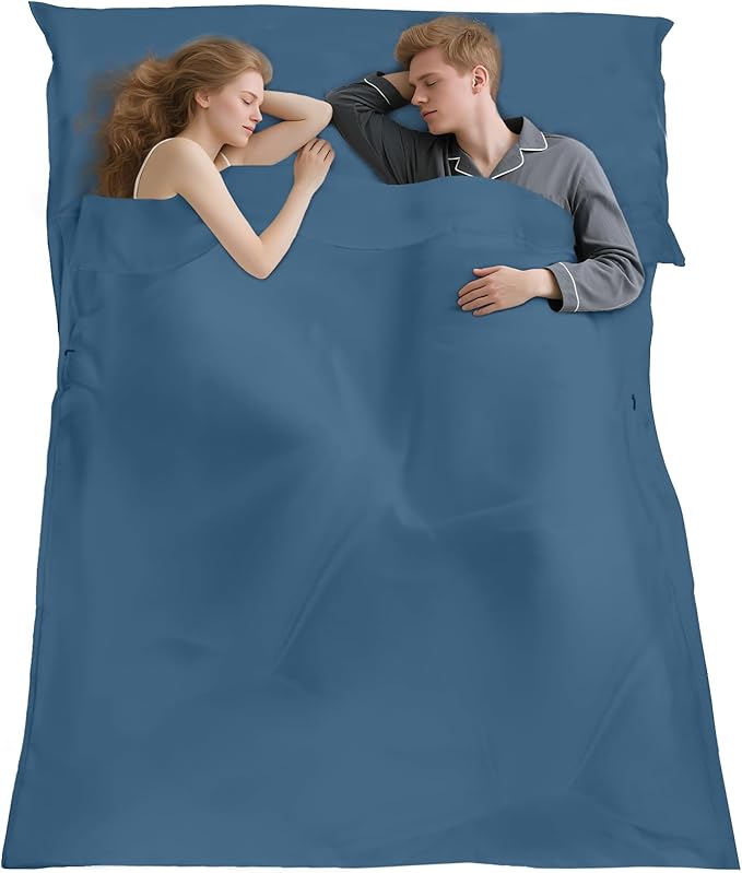 Sleeping Bag Liner,Long Staple Cotton, Adult Sleep Sack & Travel Sheets,Travel Sleep Sack for Backpacking, Hotels & Hostels Lightweight Travel Sheet Camping Sheets,Has Full Length Zipper