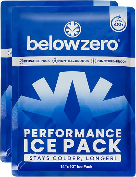 Below Zero Prefilled Reusable Ice Packs for Coolers | Long Lasting Freezer Ice Blocks for Camping, Lunch Bags & More | 48 Hour Cooler Ice Pack Technology