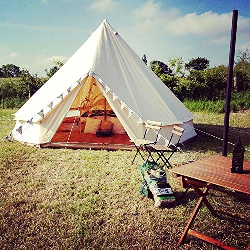 INTSUPERMAI Bell Tent 16.4ft (5m) Canvas Tent 4-Season Yurt Tents Oxford Canvas Bell Yurt Tents for Family Glamping Outdoor Hunting