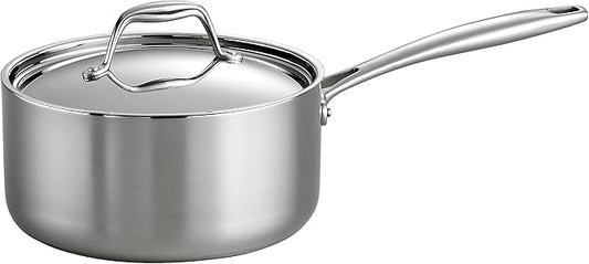 Tramontina Signature Tri-Ply Clad Stainless Steel 3-Quart Sauce Pan with Lid, Induction-Ready, Dishwasher-Safe, NSF-Certified, Made in Brazil