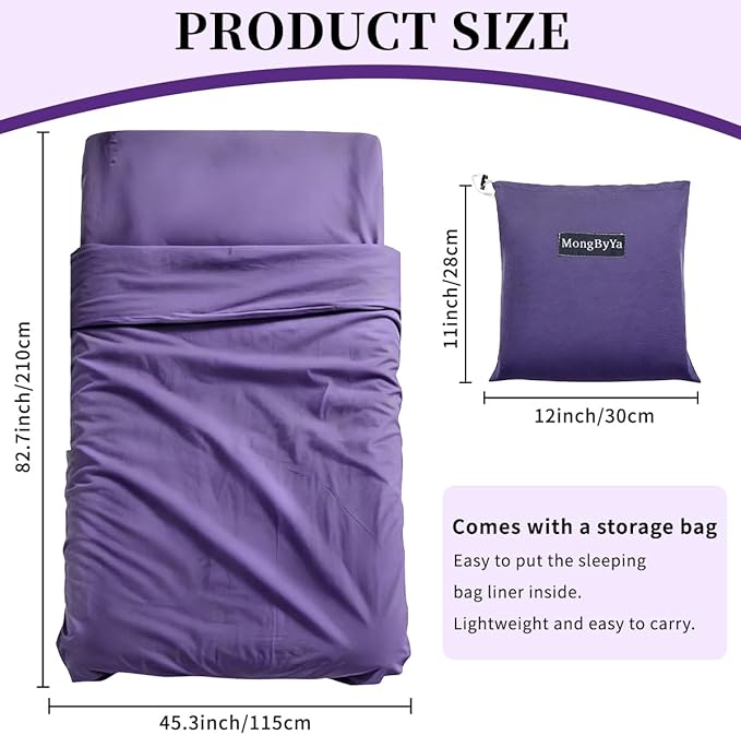 Sleeping Bag Liner Lightweight Compact Sleeping Bag Sack Portable Clean Travel Sheet Camping Sleep Sheet for Backpacking Hotel Hiking