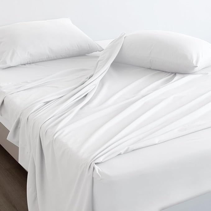 SPRINGSPIRIT RV Queen Sheets, Super Soft RV Short Queen Sheets for RV Camper, 4 Piece Bed Sheets Set Deep Pockets, Extra Soft and Breathable Bedding Sheets, White