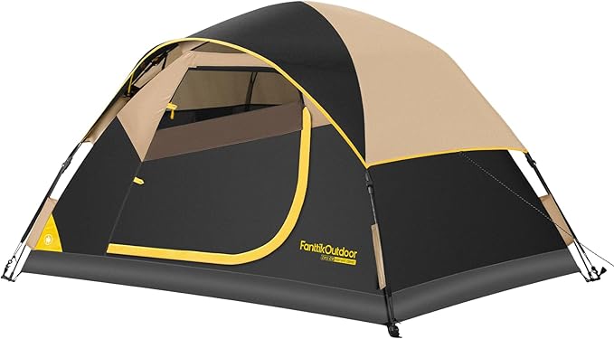 FanttikOutdoor Zeta C2/3/4 Camping Tent, 2/3/4 Person Instant Dome Tent, Easy Setup in 60s, Portable Waterproof Cabin Tent with Pre-Attached Poles & Air Vent, Ideal for Camping, Hiking, Backyard
