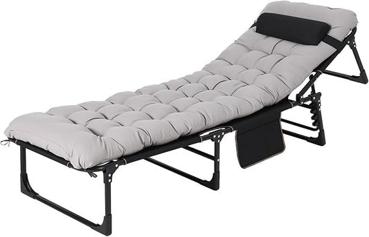 Portable Camping Cot for Adults, Folding Sleeping Cot with Removable Thick Mattress & Carry Bag, Double Layer Oxford Camping Bed for Travel Tent Day Bed Outdoor Home Guest Office Nap, 400LBS Load