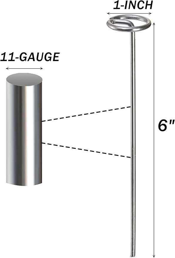 Yesland 100 Pack 6-Inch Circle Top Pins, 11 Gauge Anti-Rust Galvanized Steel Landscape Staples Pins Silver Garden Stakes G-Shaped SOD Staples for Ground Landscape Fabrics, Dog Fences and PVC Pipes