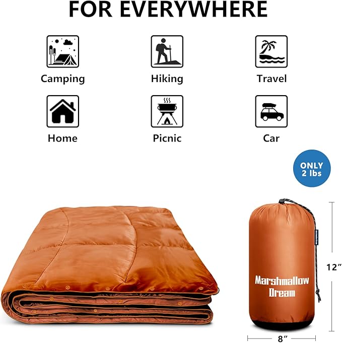 Camping Blanket, Packable Puffy Blankets Lightweight Windproof Waterproof for Outdoors,Hiking, Backpacking,Beach,Car,Picnic,Stadium