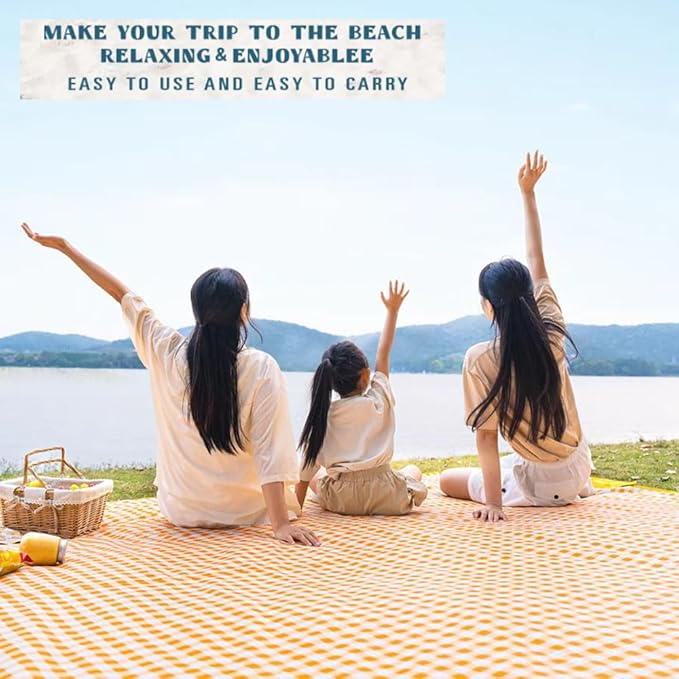 Extra Large 80"x 80" Beach Blanket, Outdoor Picnic Blankets, Waterproof Sandproof Portable Blankets, Foldable and Lightweight for Spring Summer Camping, Beach, Park