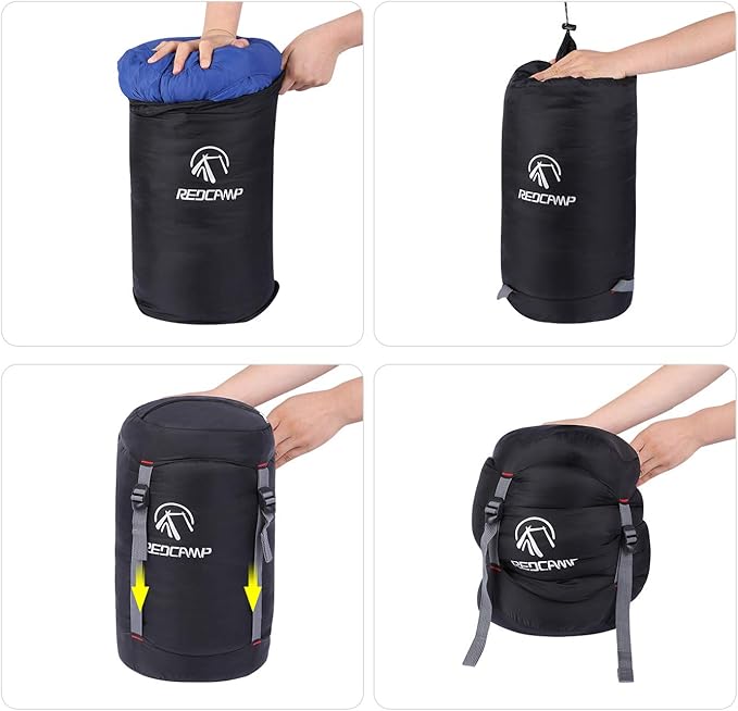 REDCAMP Nylon Compression Stuff Sack, 10L/17L/27L/40L Lightweight Sleeping Bag Compression Sack Great for Backpacking, Hiking and Camping,Blue/Yellow/Army Green/Black