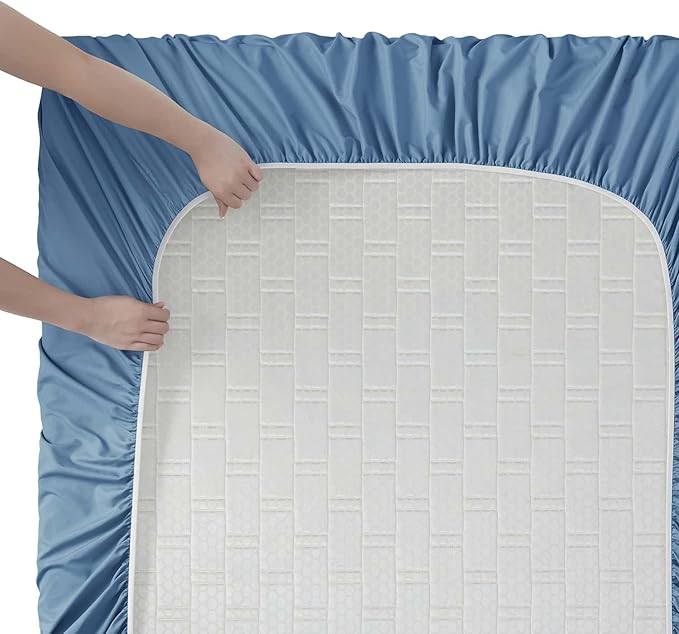 Clara Clark Full Sheets, 6 Piece Set - Hotel Luxury Bed Sheets, Super Soft Bedding Set, Full Size, Blue Heaven