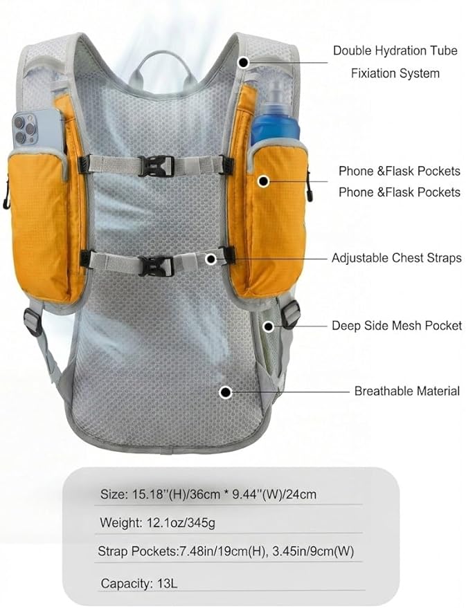 Hydration Hiking Backpack, Water Hiking Backpack, Hydration Backpack with 15l Water Bladder, Runinnng Backpack for Men Women for Cycling Campling