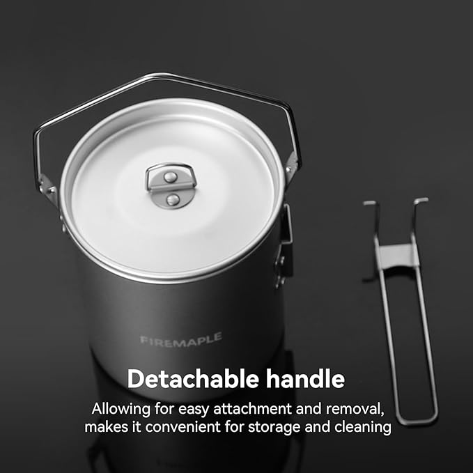 Fire Maple Frost 0.9L Camping Pot Aluminum with Detachable Handle, Backpack Bushcraft Gear, Campfire Cooking Equipment Self-locking Handle