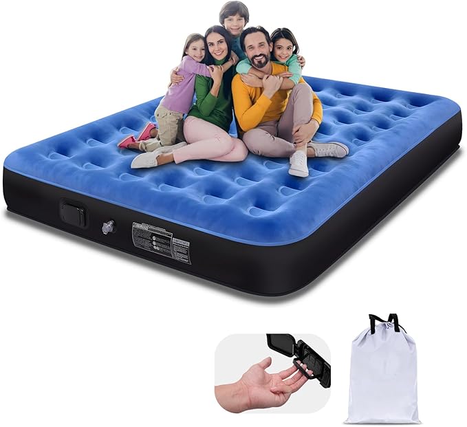 Air Mattress Full with Built in Pump,10’’ Blow up Bed for Adults, 650 LBS Portable Air Bed,Camping Inflatable Mattress for Guest, Camping, Home & Travel, Carry Bag Included